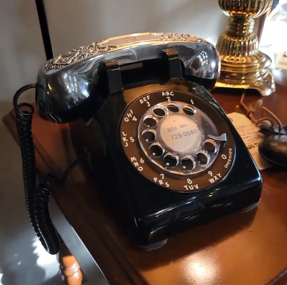 Vintage black phone for rental